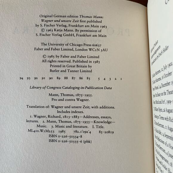 Pro and Contra Wagner Thomas Mann Book Paperback 1985 Faber and Faber - Picture 9 of 10